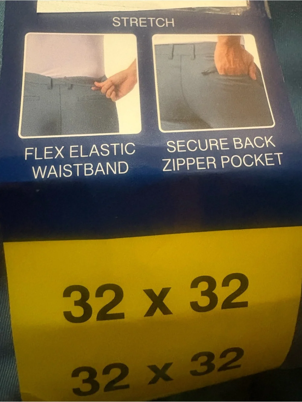 NWT 32 Degrees Cool Mens Regular Fit Stretch Pants 32x32 Blue Chino Tech